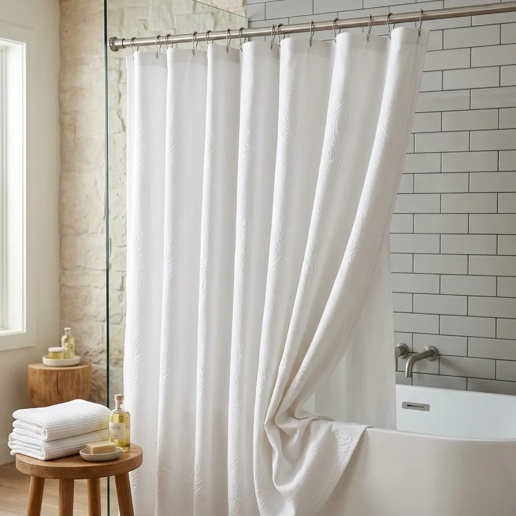 Add Soft Texture with a Luxe Shower Curtain
