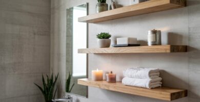 Modern Bathroom Floating Shelves Décor Ideas