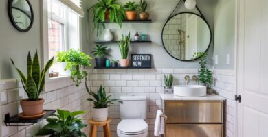 Modern Small Bathroom Plants Décor Ideas