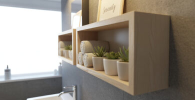 Modern Bathroom Hanging Shelves Ideas