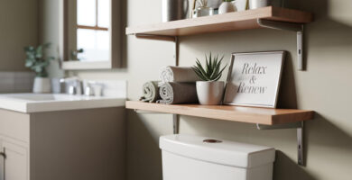 Modern Bathroom Shelves Over Toilet Décor Ideas