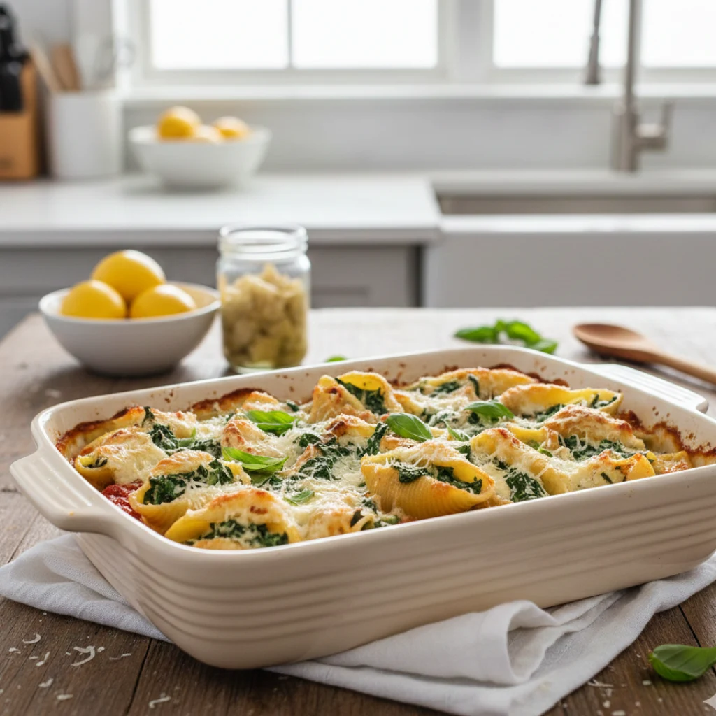 Artichoke and Spinach Stuffed Shells