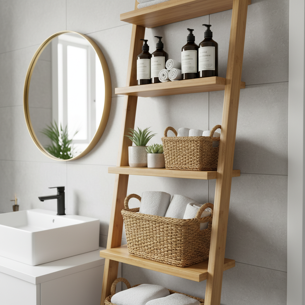 Bamboo Hanging Ladder Shelves
