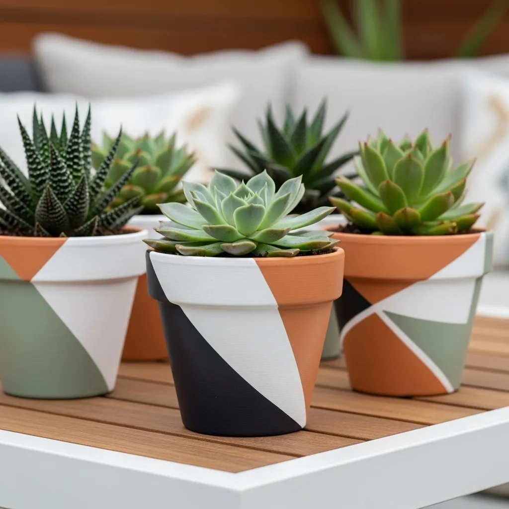 Geometric Painted Flower Pots