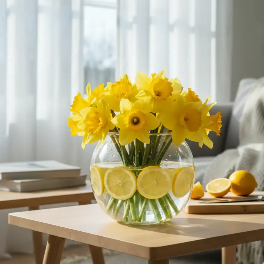 Bold Daffodils in Citrus Vases