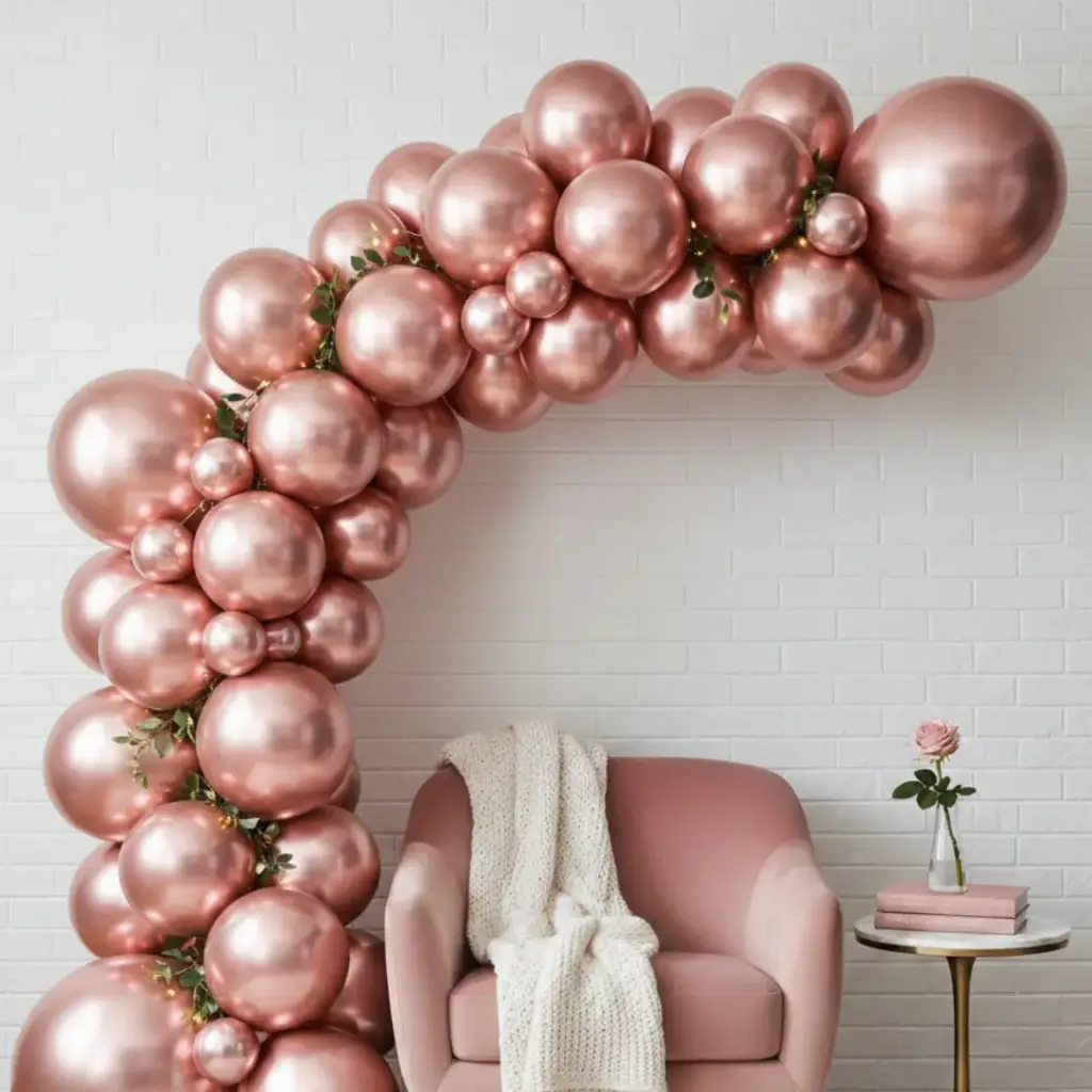 Elegant Rose Gold Balloon Arches