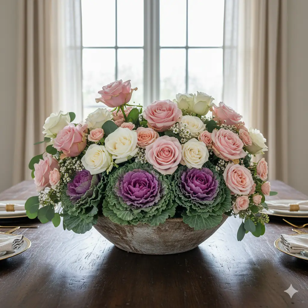 Cabbage and Rose Centerpiece