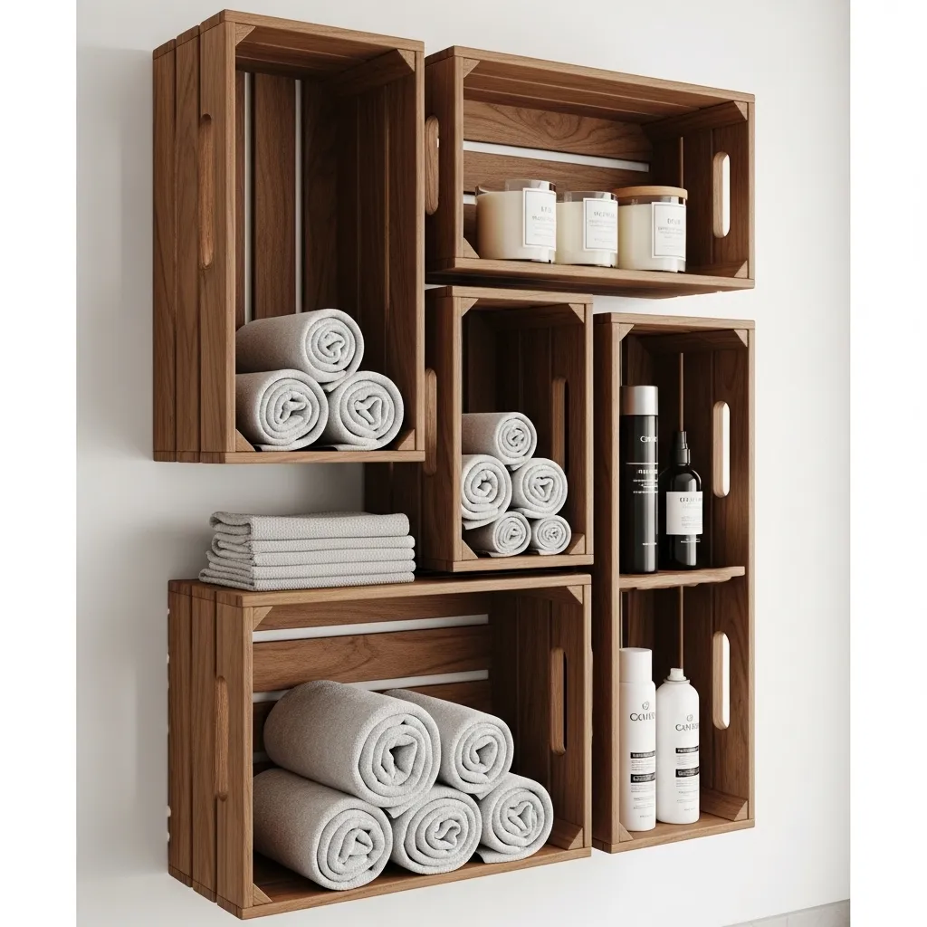 Hanging Wooden Crate Shelves