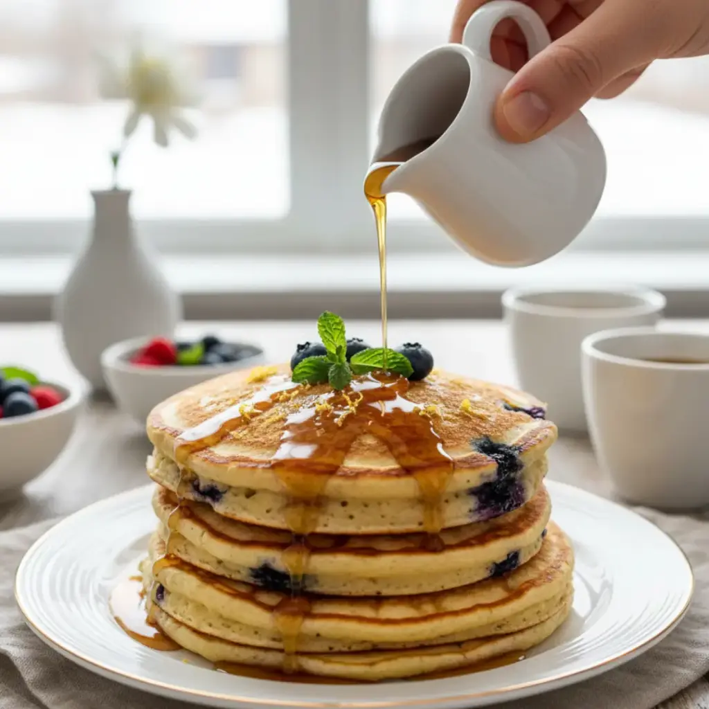 Lemon Blueberry Ricotta Pancakes