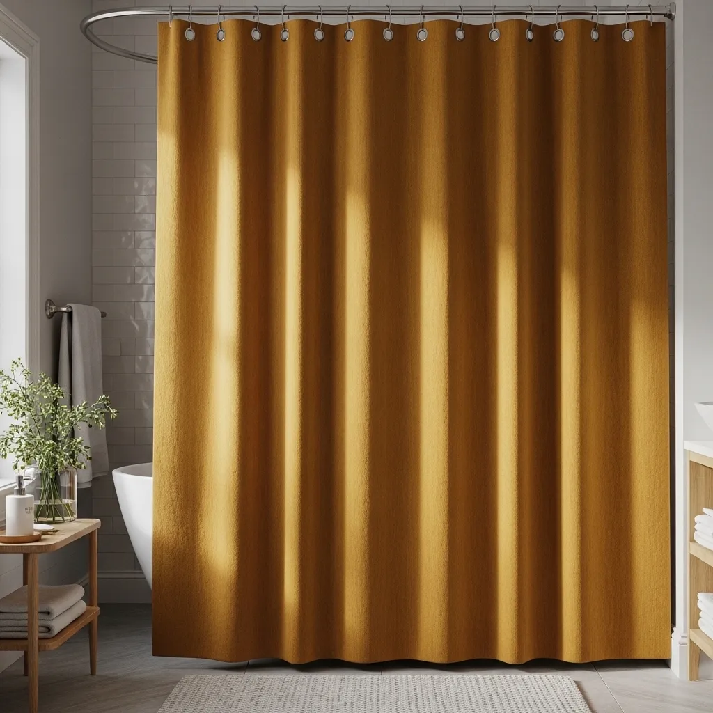 Ochre Linen Shower Curtains