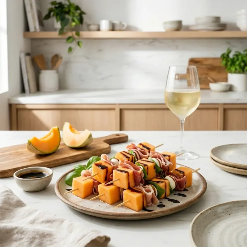 Prosciutto-Wrapped Melon Skewers