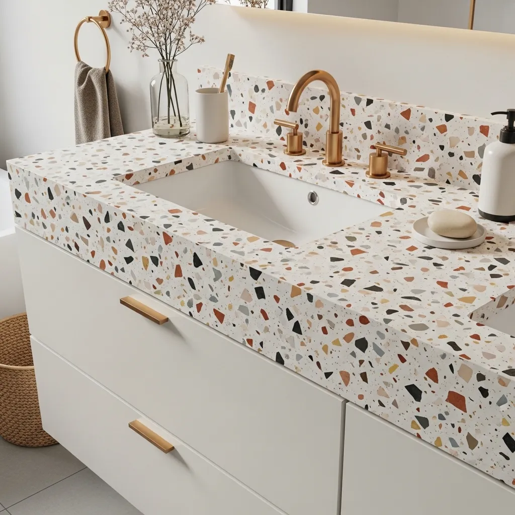 Terrazzo Vanities with Earthy Flecks