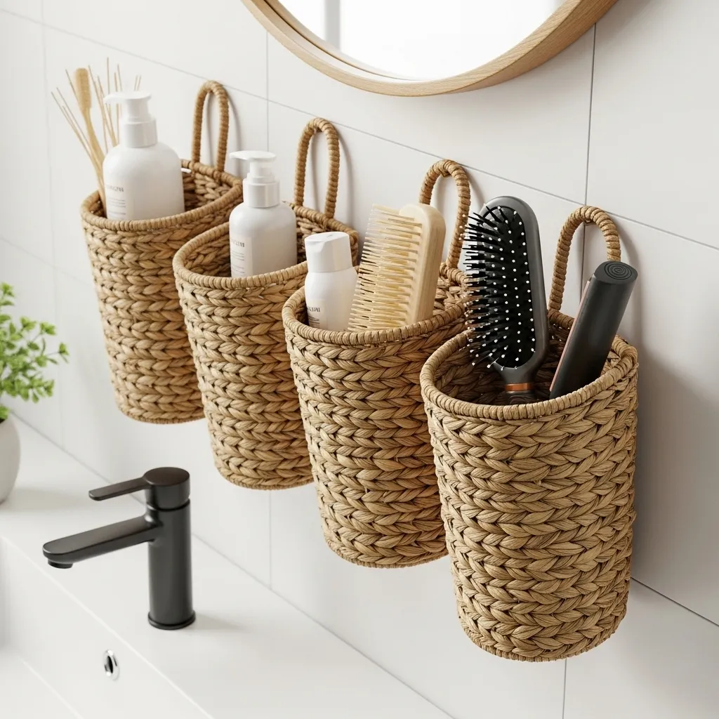 . Woven Seagrass Hanging Pockets