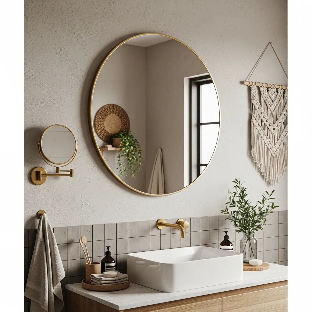 Circular Mirrors with Brass Frames