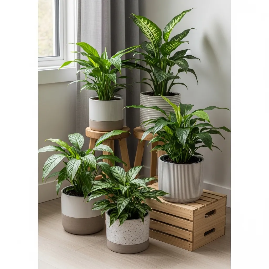 Clustered Floor Plants of Different Heights