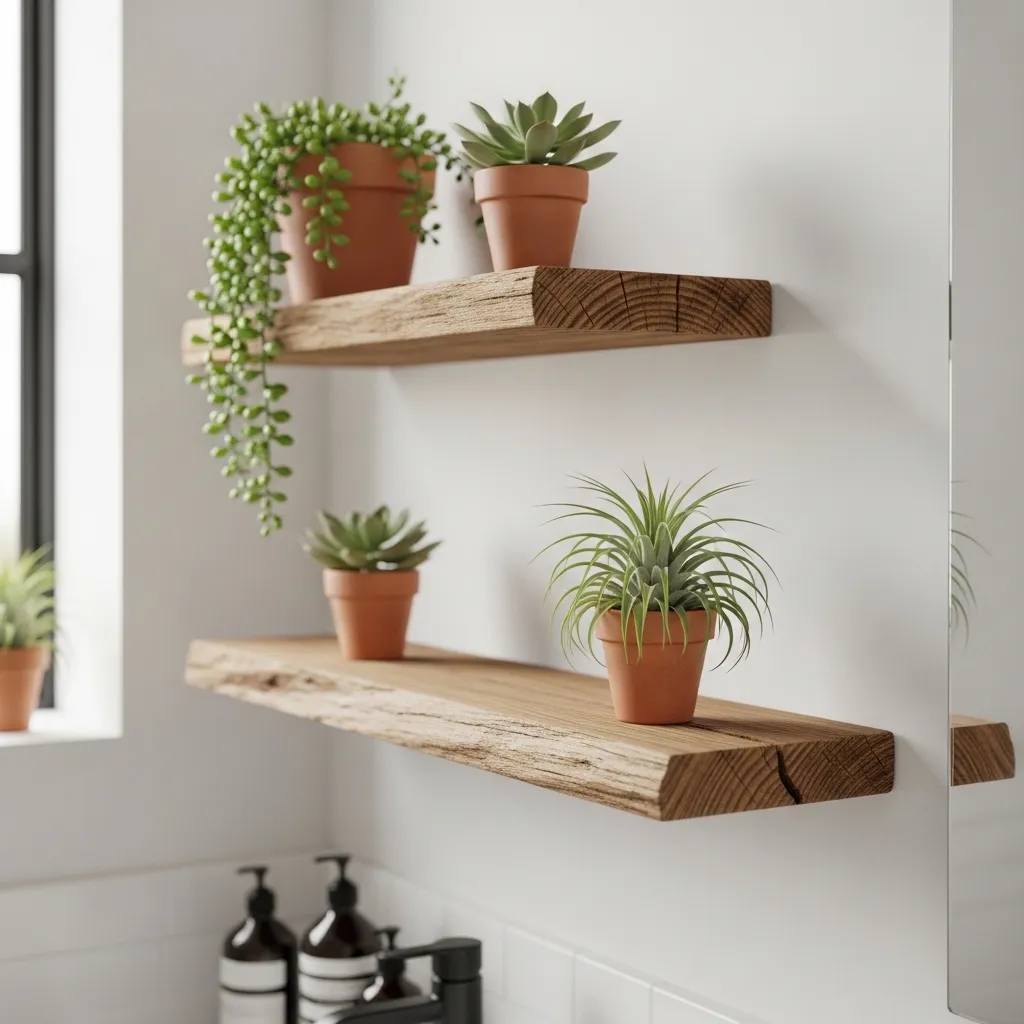 . Floating Wood Shelves with Succulents