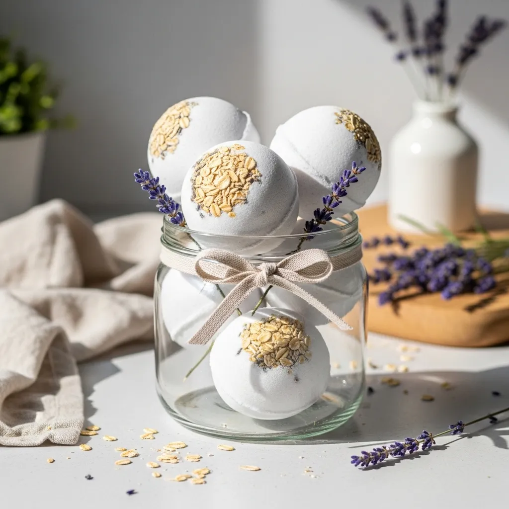 Hand-Poured lavender-Oatmail Bath Bombs