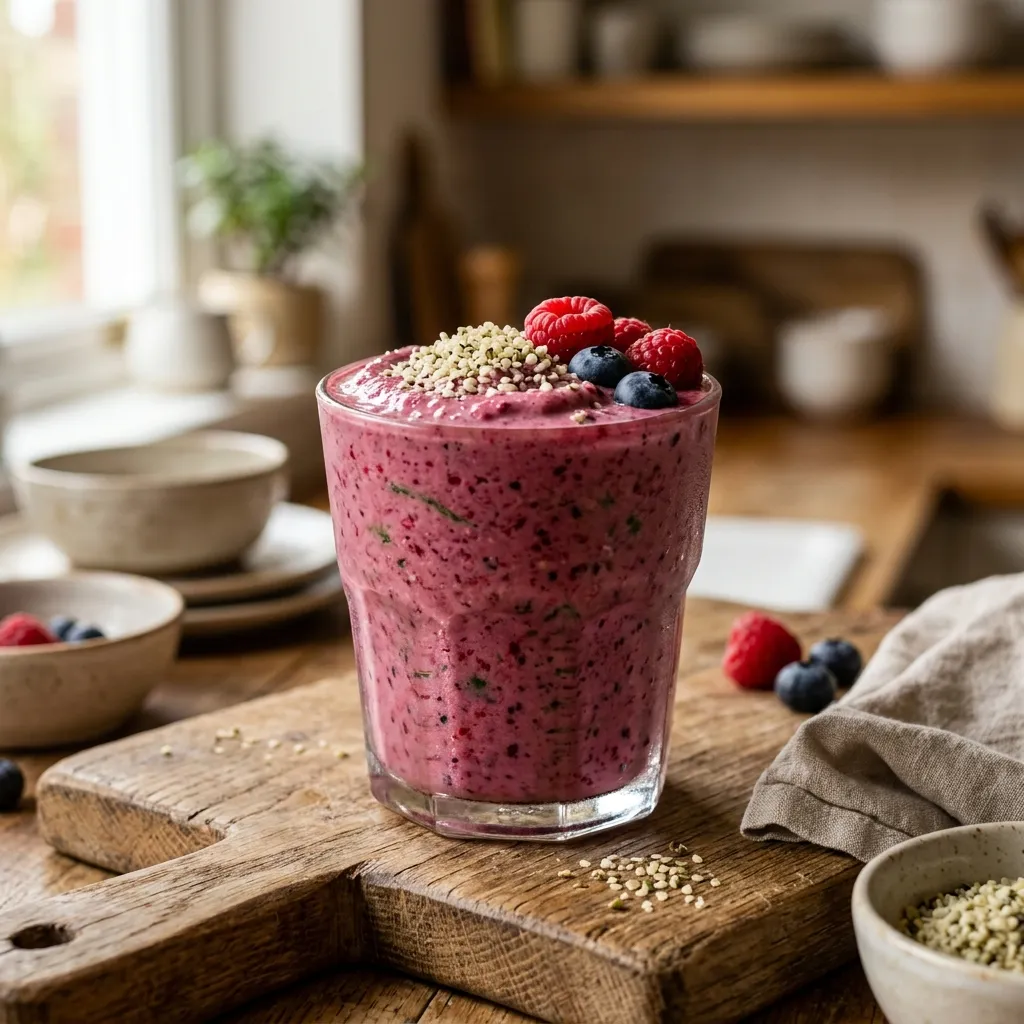 High-Protein Berry and Hemp Seed Smoothie