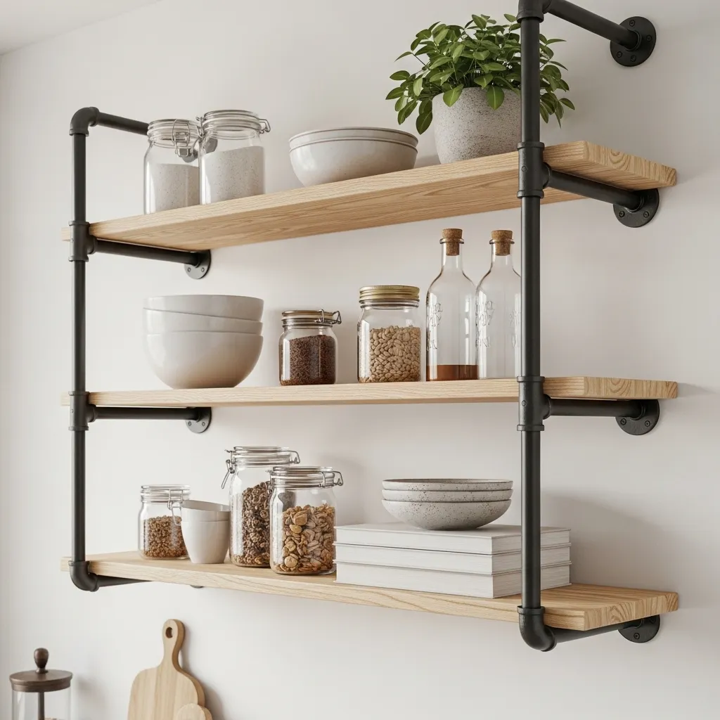 Industrial Pipe Shelves (The Minimalist Version)