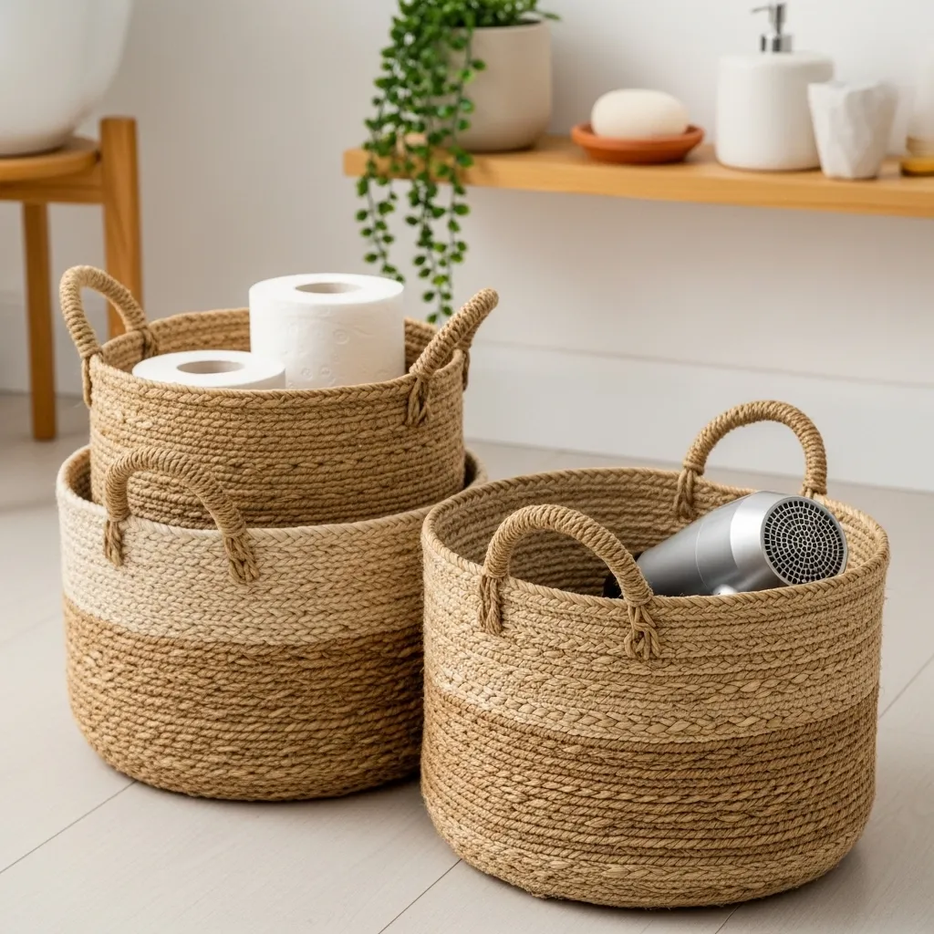 Jute and Seagrass Storage Baskets