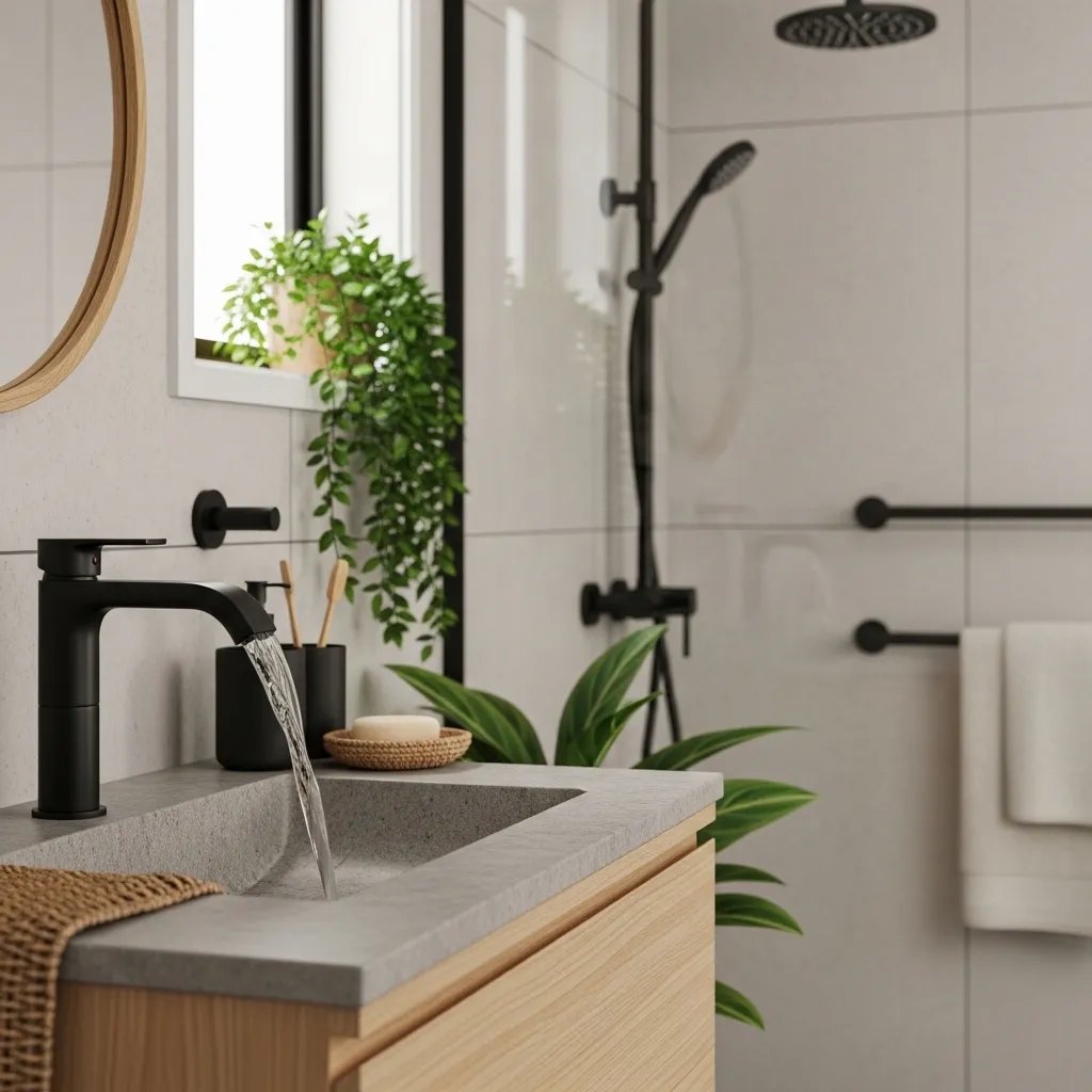 Matte Black Fixtures for Contrast