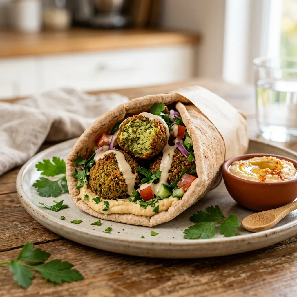 Mediterranean Falafel and Hummus Wraps