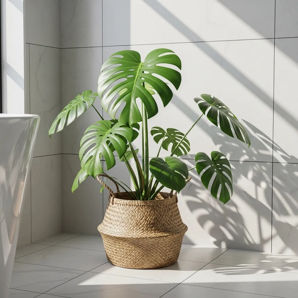 Monstera in a Woven Basket
