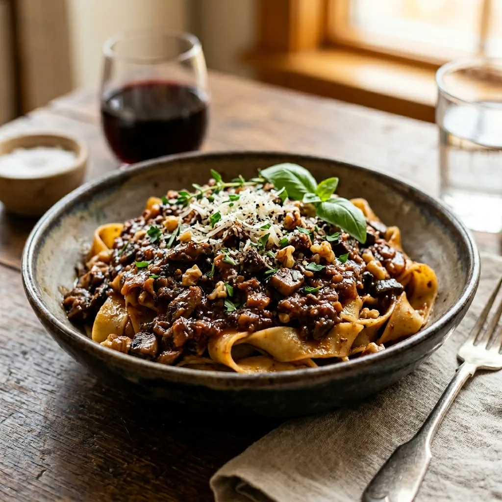 Mushroom and Walnut Bolognese