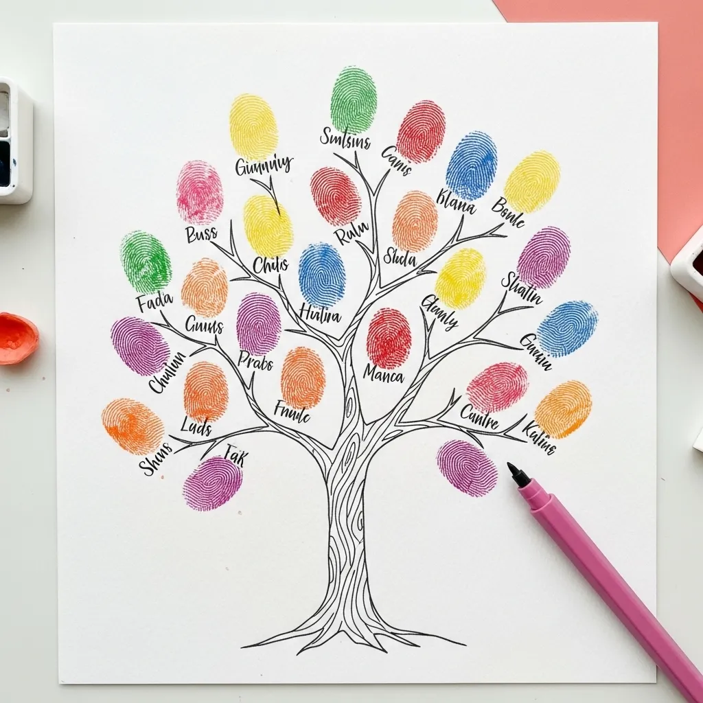 Personalized Fingerprint Family Tree Art