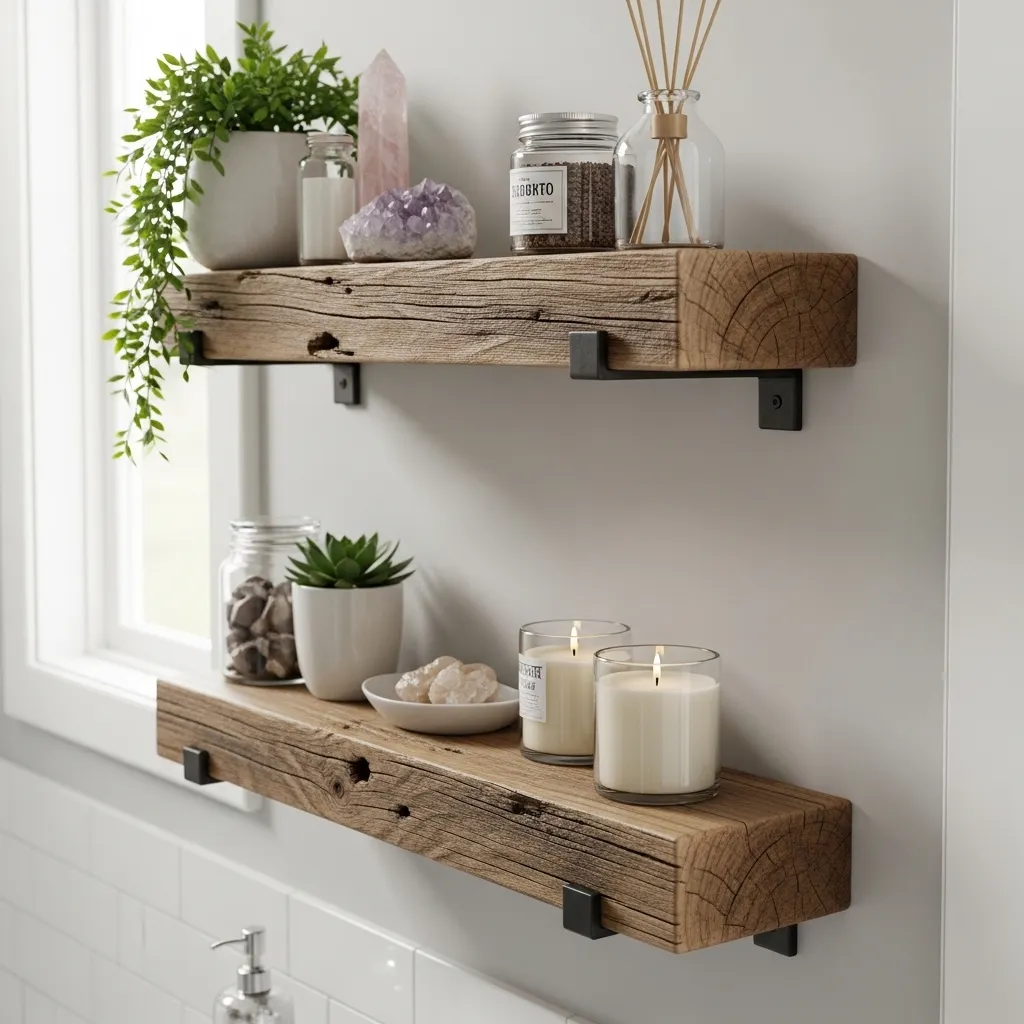 Reclaimed Wood Floating Shelves