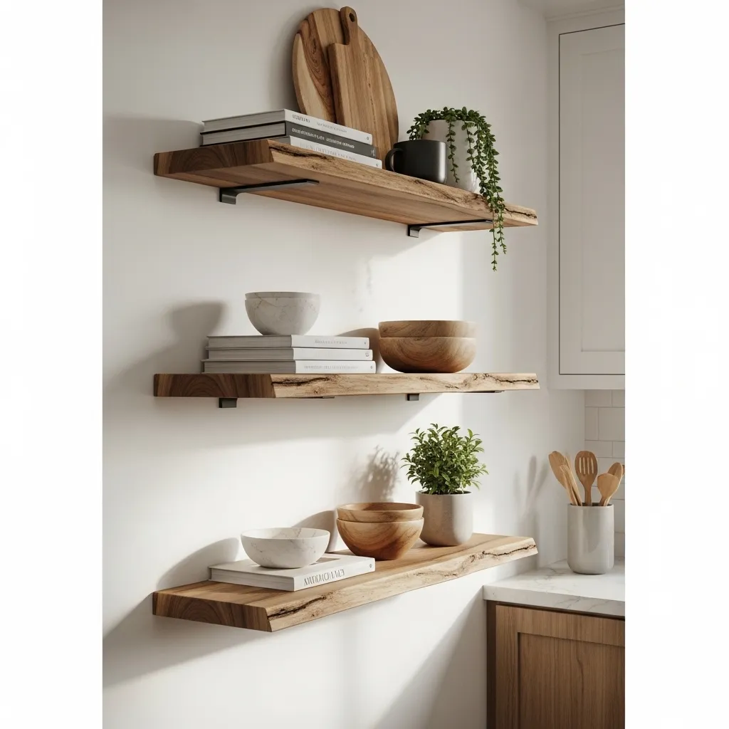 Rustic Modern Live-Edge Shelves