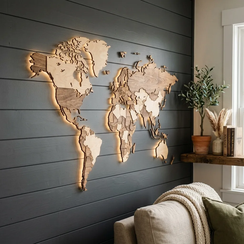 Rustic Wood Map Cutout