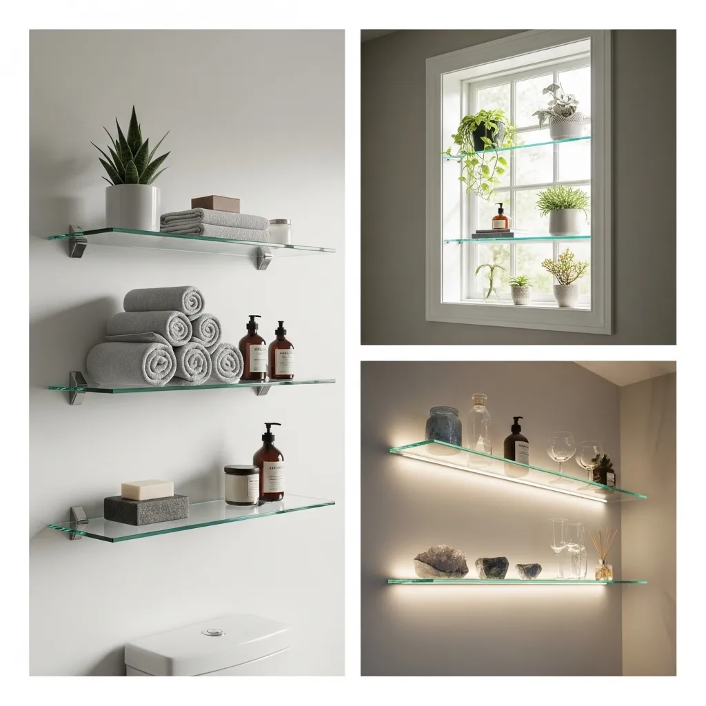 Sleek Glass Shelves For Invisible Storage