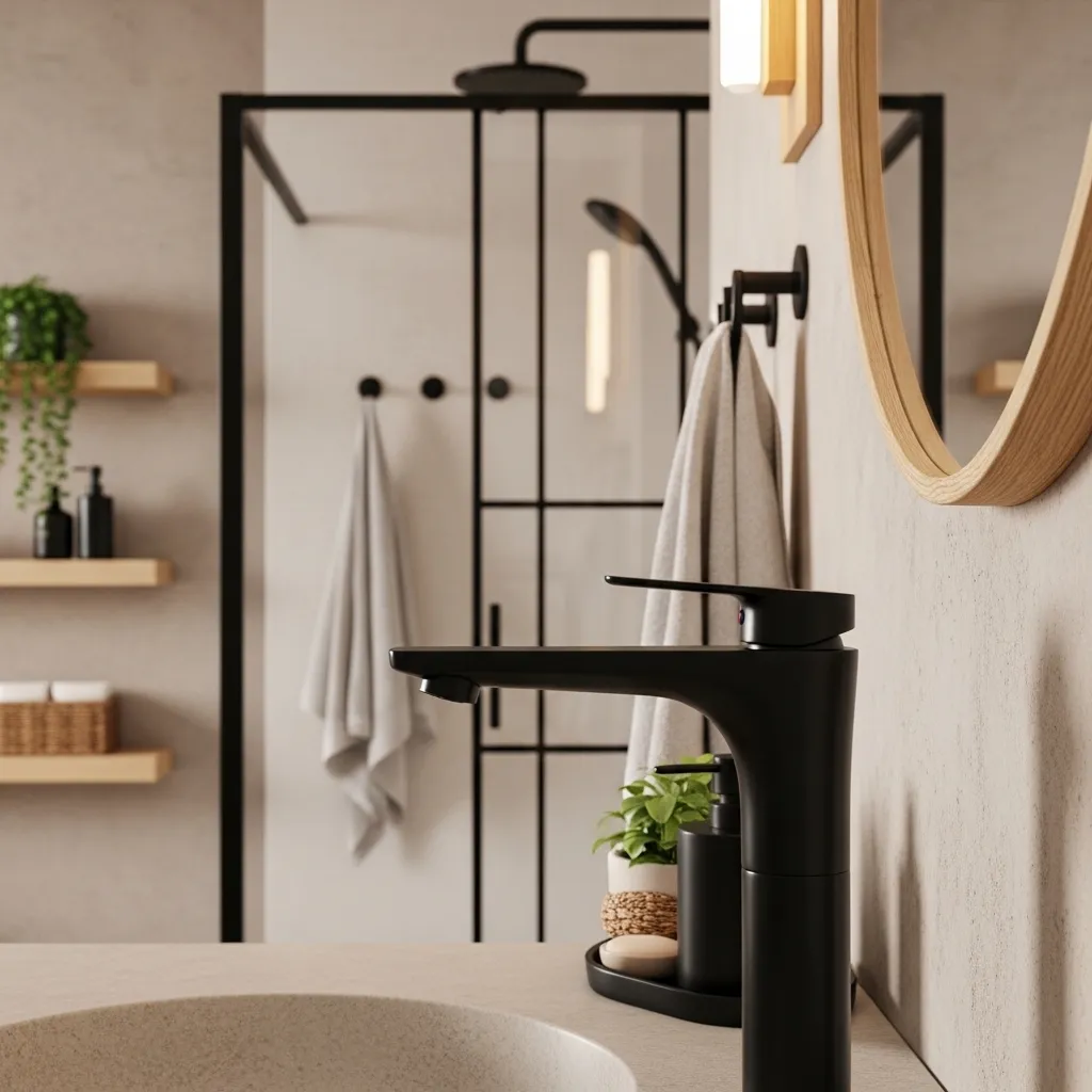 . Sleek Matte Black Fixtures
