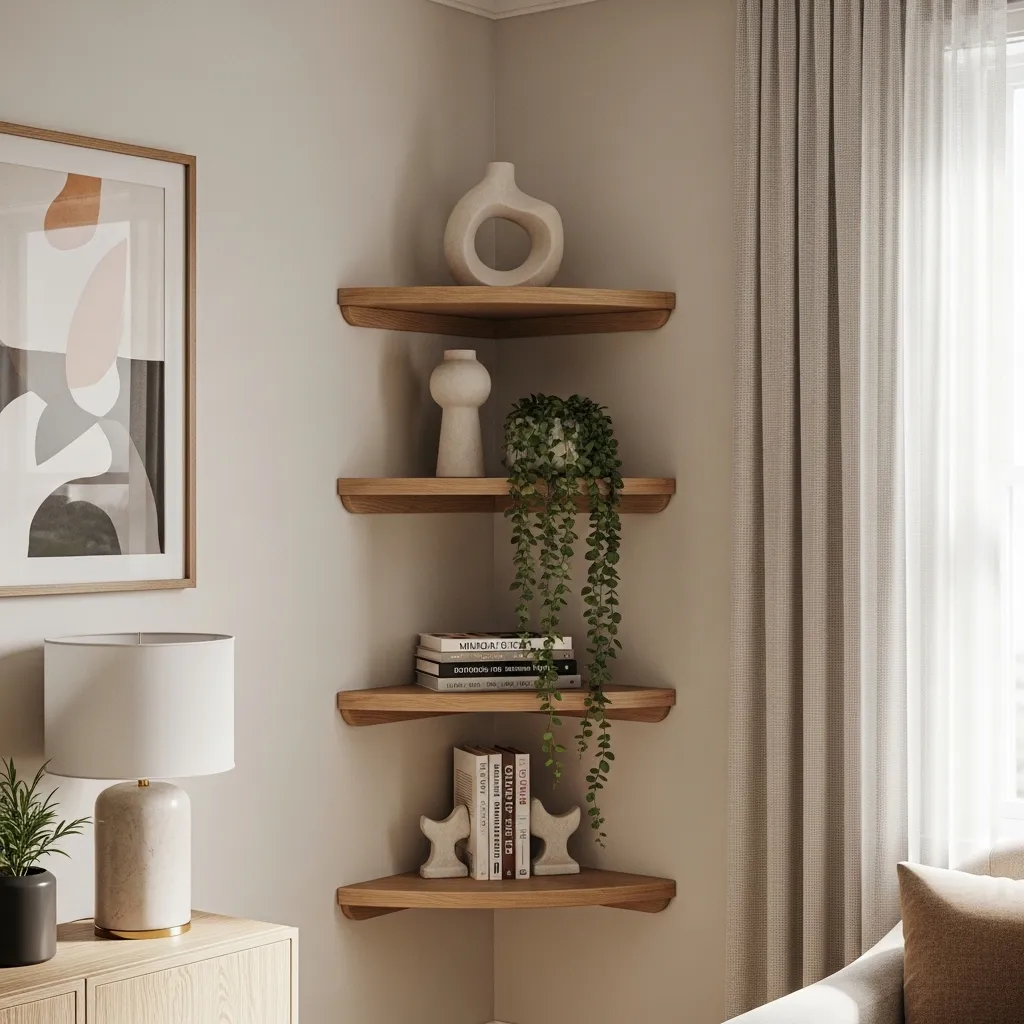 Utilize Awkward Corners with Radial Shelves