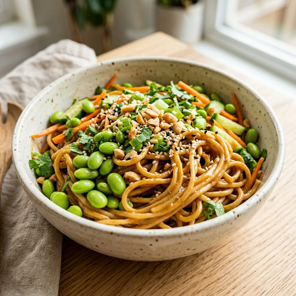 Cold Peanut Noodle Salad with Edamame