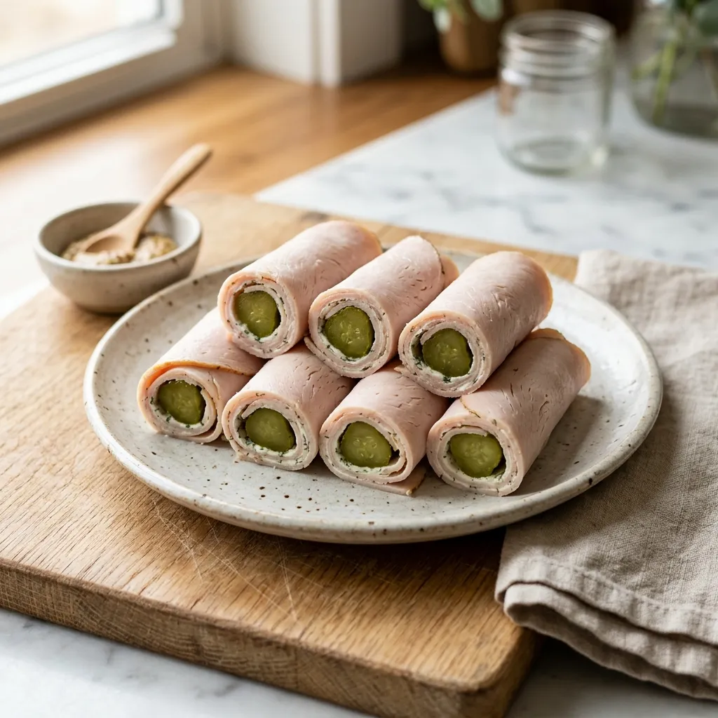 Deli Turkey and Pickle Roll-Ups