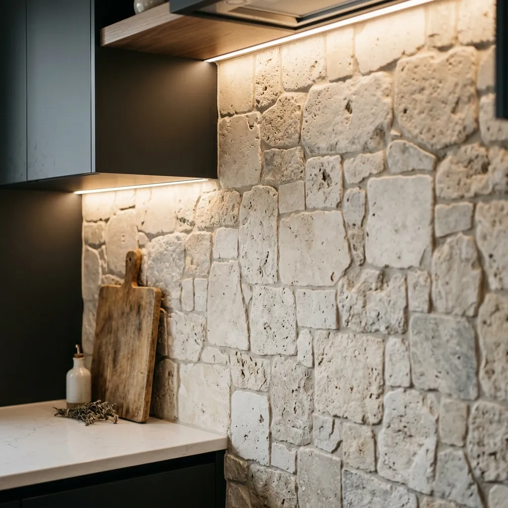 Embrace Textured Stone Backsplashes
