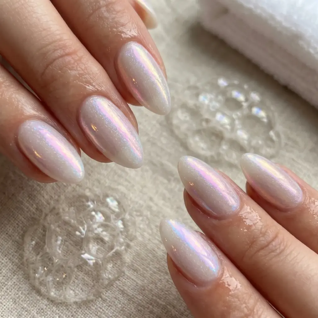 Iridescent "Soap Suds" Nails