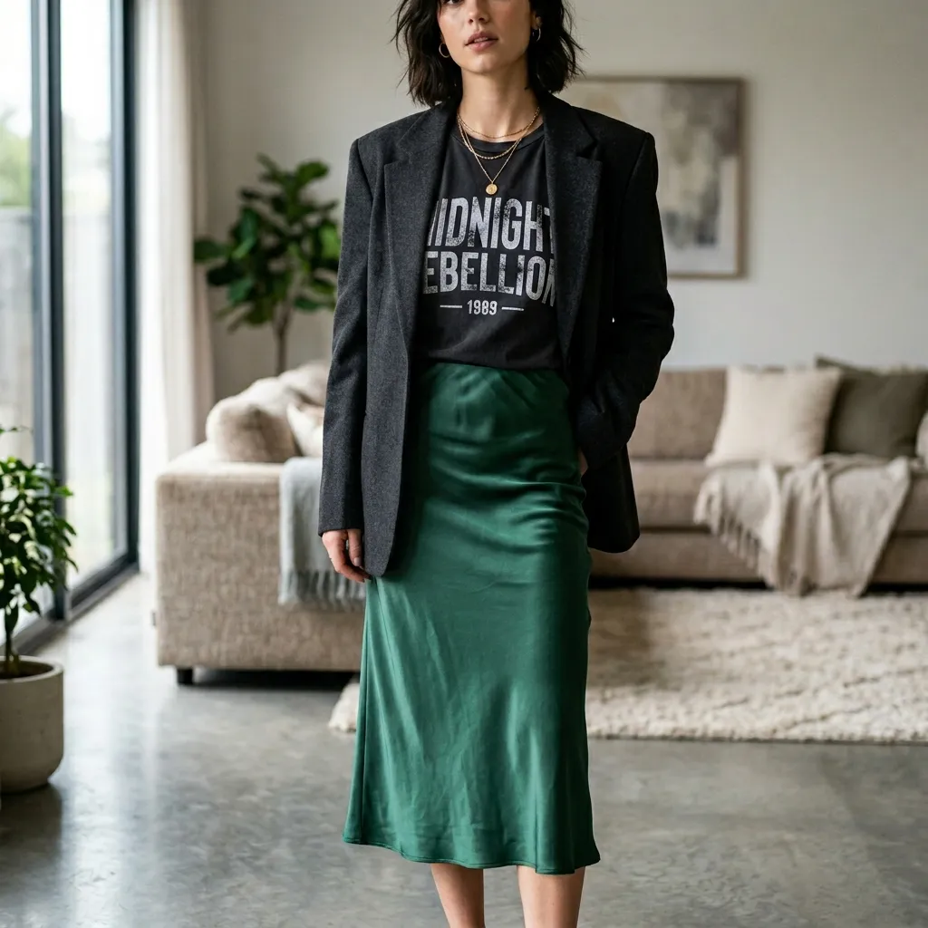 The Midi Skirt & Graphic Tee