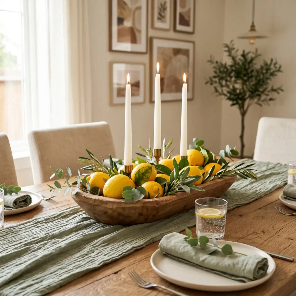 Refreshing Citrus and Botanical Centerpieces
