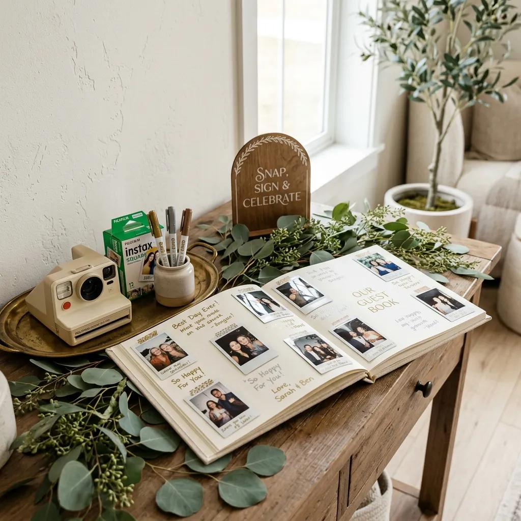 Aesthetic Polaroid Guest Book Table