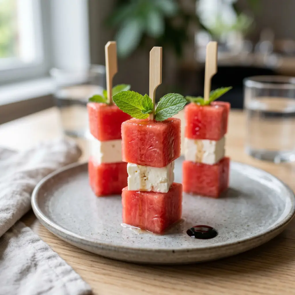 . Bright Watermelon & Feta Mint Towers
