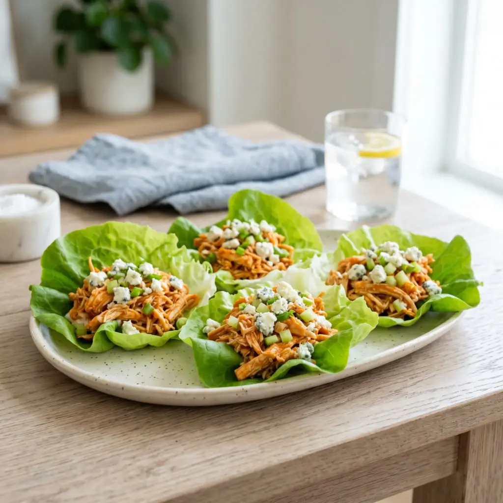 Buffalo Chicken and Blue Cheese Crunch Lettuce Cups