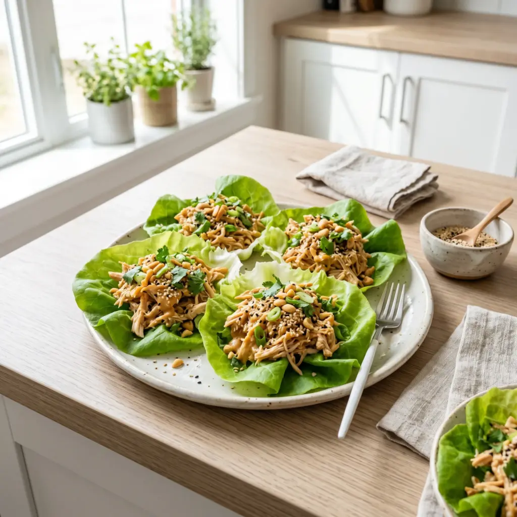 Cold Sesame Chicken Lettuce Cups