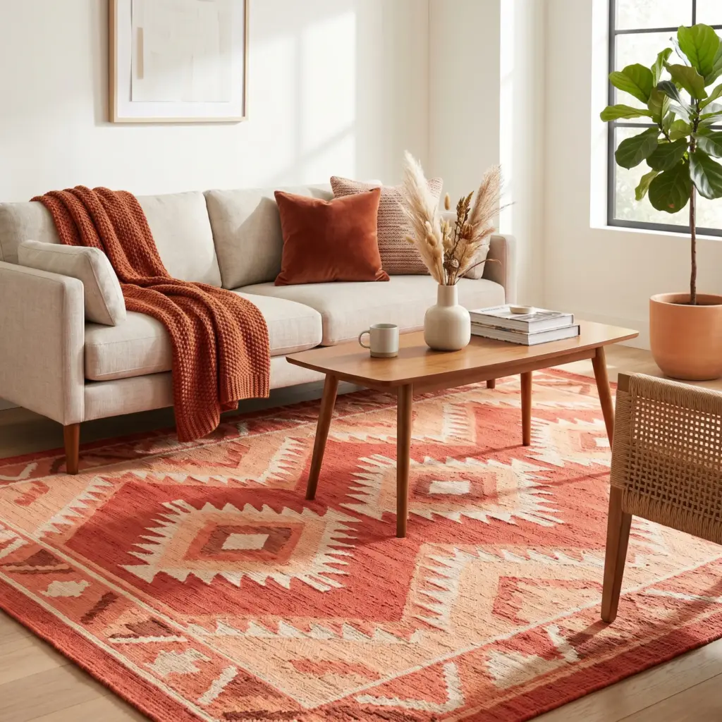 Coral and Peach Area Rugs