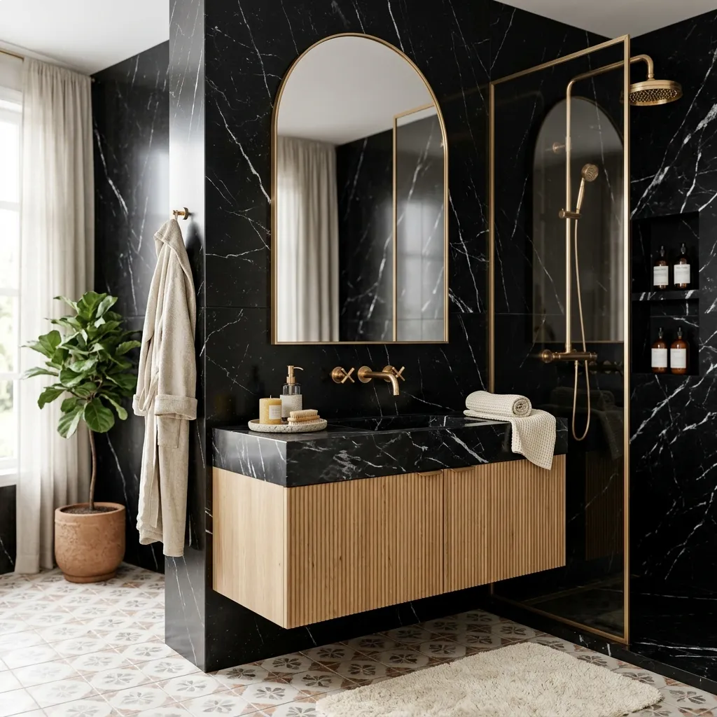 . Dramatic Nero Marquina Marble Contrasts