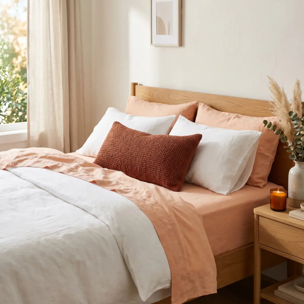 Dreamy Peach Linen Bedding