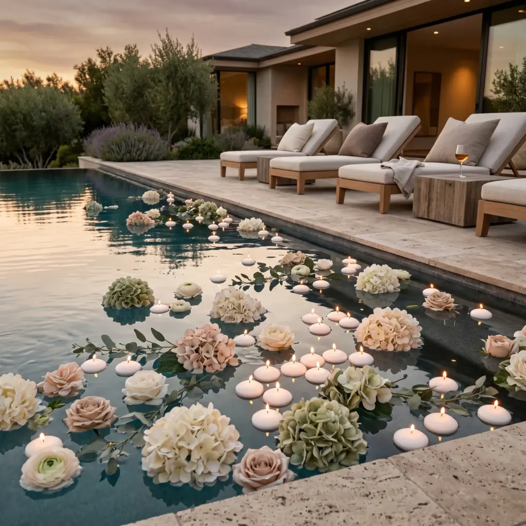 Floating Florals in Pool Setups