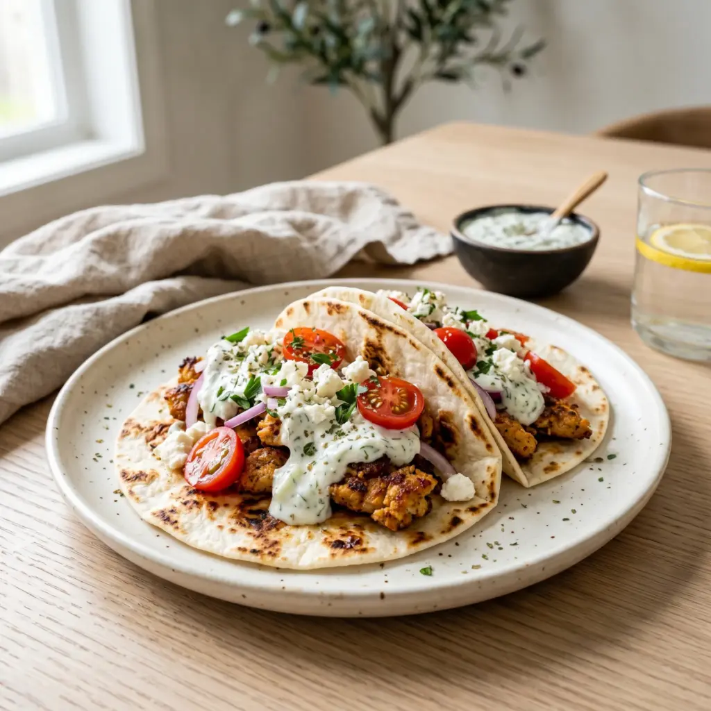 Greek Chicken Smash Gyro Tacos